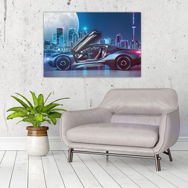 Slika trkaćeg automobila noću (90x60 cm)