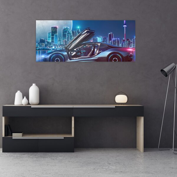 Slika trkaćeg automobila noću (120x50 cm)
