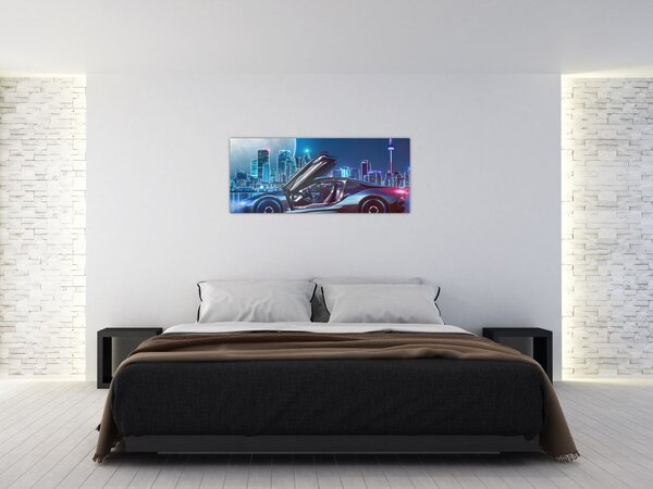 Slika trkaćeg automobila noću (120x50 cm)