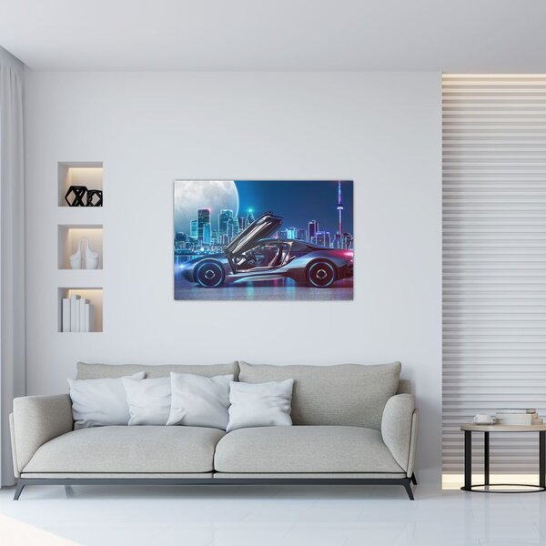Slika trkaćeg automobila noću (90x60 cm)
