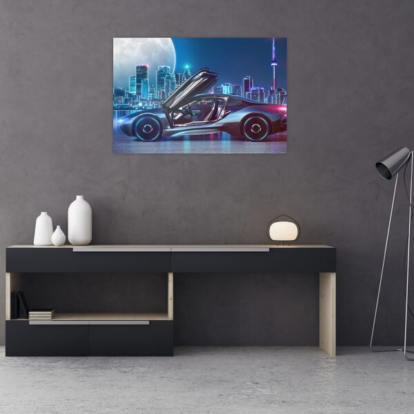 Slika trkaćeg automobila noću (90x60 cm)