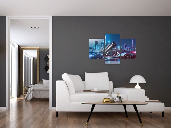Slika trkaćeg automobila noću (90x60 cm)