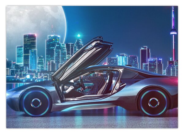 Slika trkaćeg automobila noću (70x50 cm)