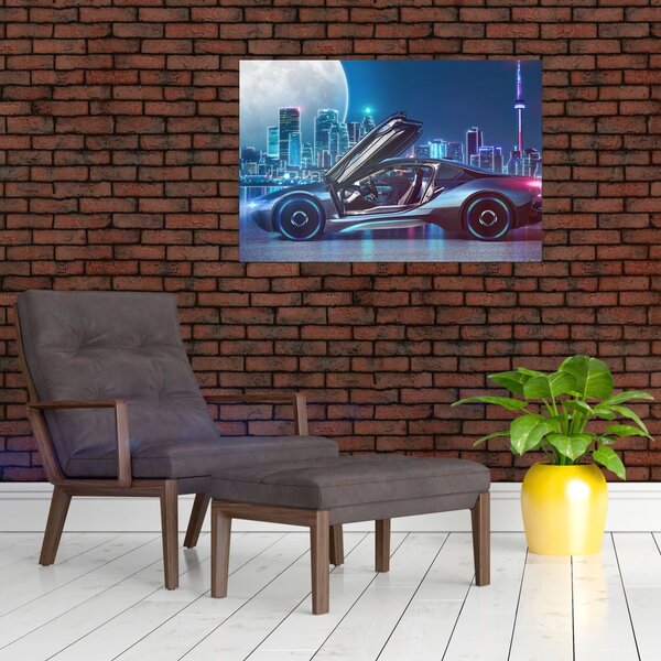 Slika trkaćeg automobila noću (90x60 cm)