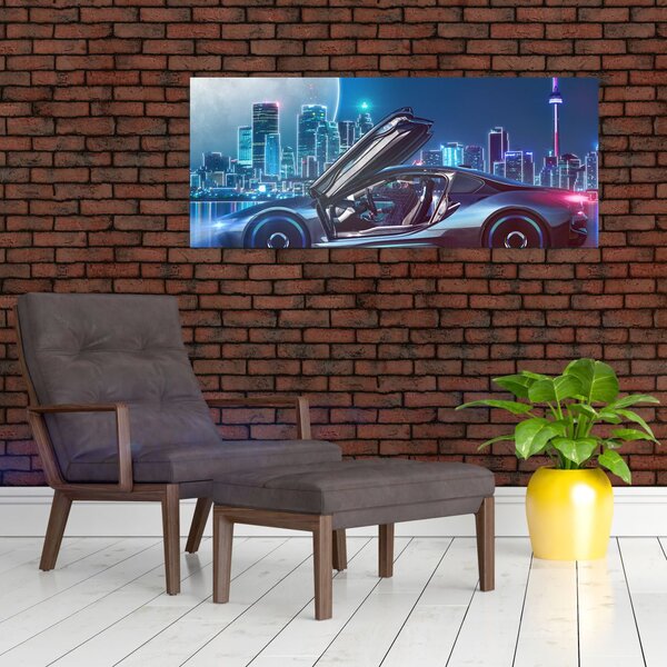 Slika trkaćeg automobila noću (120x50 cm)