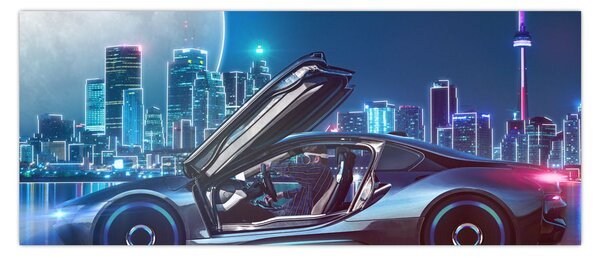 Slika trkaćeg automobila noću (120x50 cm)