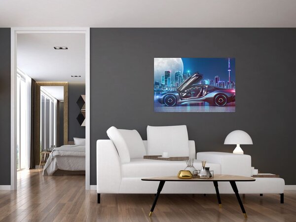 Slika trkaćeg automobila noću (90x60 cm)