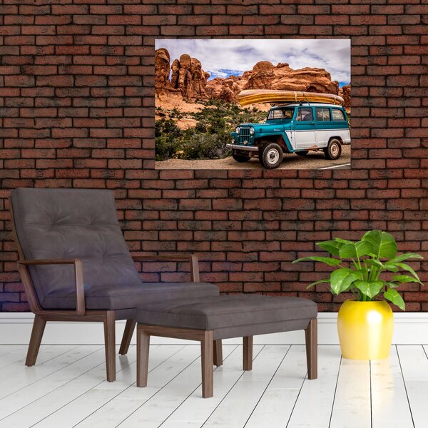 Slika terenskog automobila u planinama (90x60 cm)