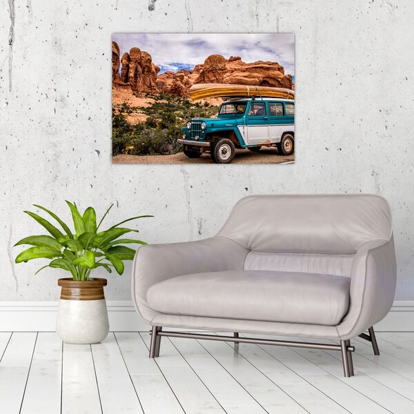 Slika terenskog automobila u planinama (70x50 cm)