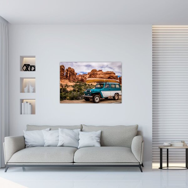 Slika terenskog automobila u planinama (90x60 cm)