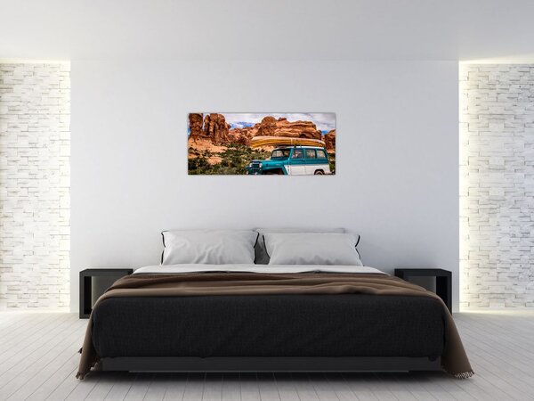 Slika terenskog automobila u planinama (120x50 cm)