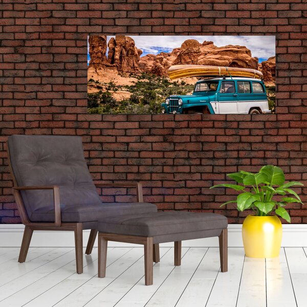 Slika terenskog automobila u planinama (120x50 cm)