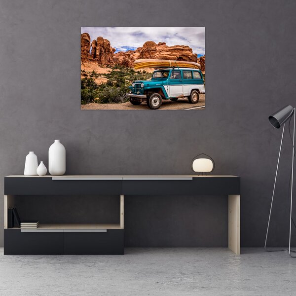 Slika terenskog automobila u planinama (90x60 cm)