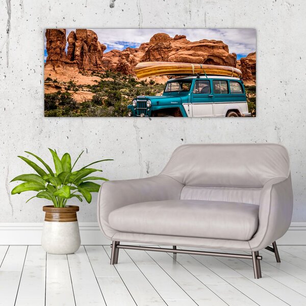 Slika terenskog automobila u planinama (120x50 cm)