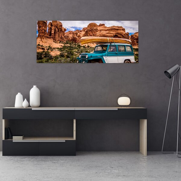 Slika terenskog automobila u planinama (120x50 cm)