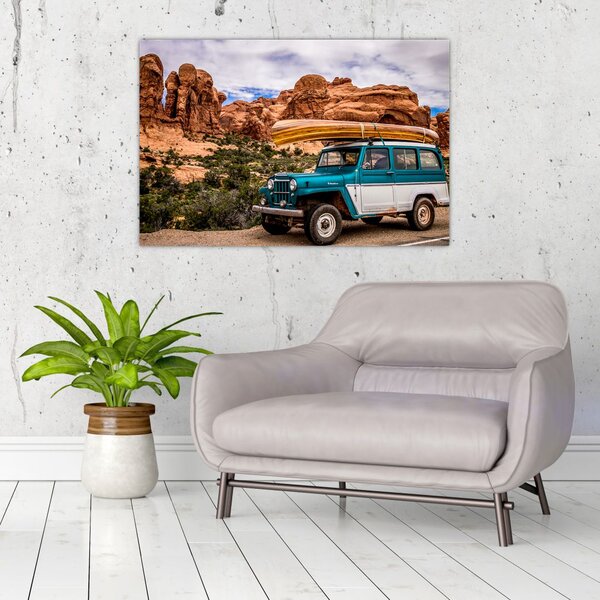Slika terenskog automobila u planinama (90x60 cm)