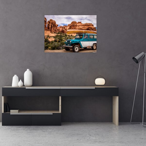 Slika terenskog automobila u planinama (70x50 cm)