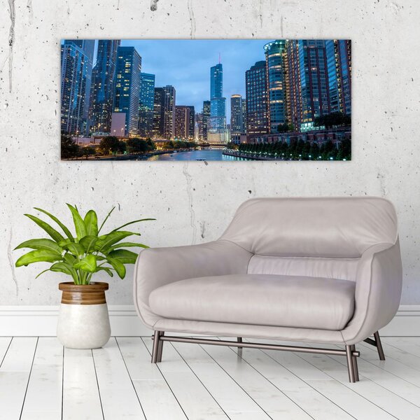 Slika grad noću (120x50 cm)
