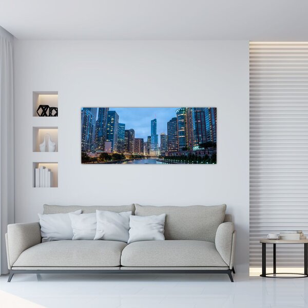 Slika grad noću (120x50 cm)