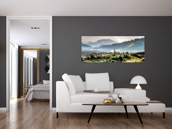 Slika - selo u magli (120x50 cm)