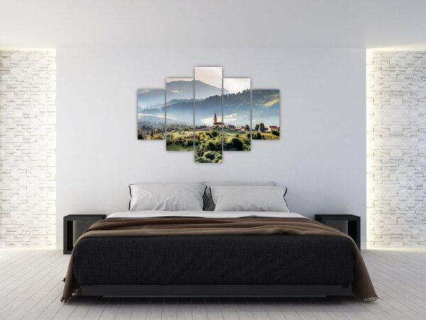 Slika - selo u magli (150x105 cm)