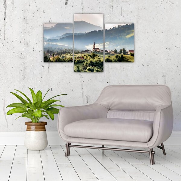 Slika - selo u magli (90x60 cm)