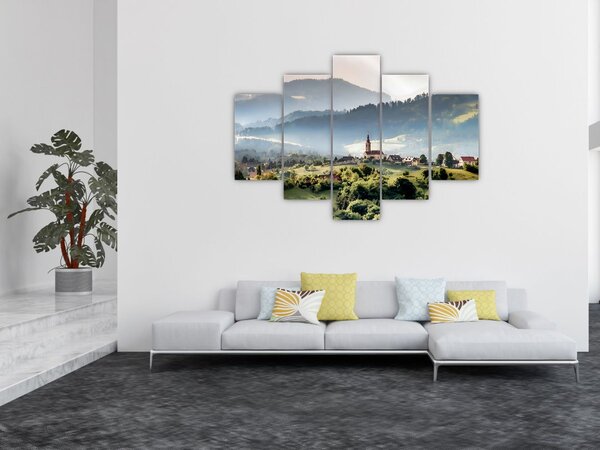 Slika - selo u magli (150x105 cm)