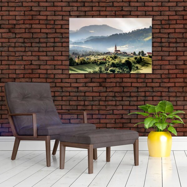 Slika - selo u magli (90x60 cm)