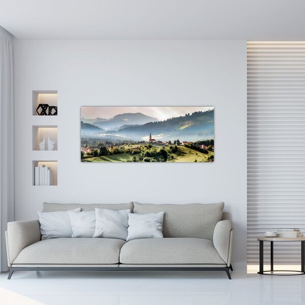 Slika - selo u magli (120x50 cm)