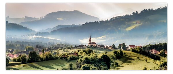 Slika - selo u magli (120x50 cm)