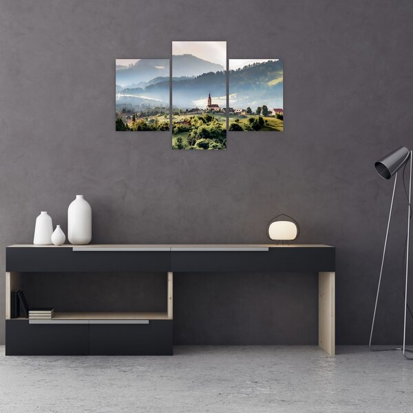 Slika - selo u magli (90x60 cm)