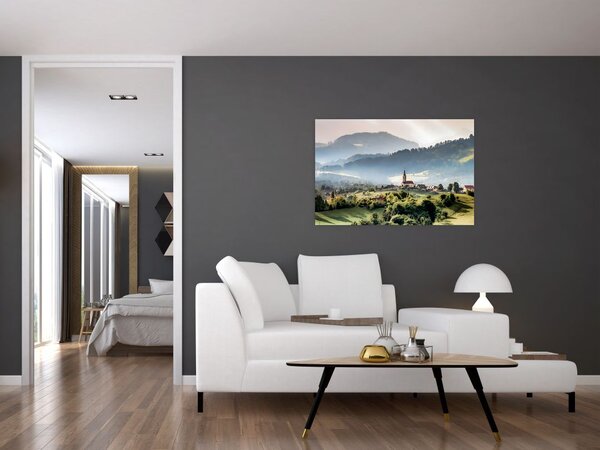 Slika - selo u magli (90x60 cm)