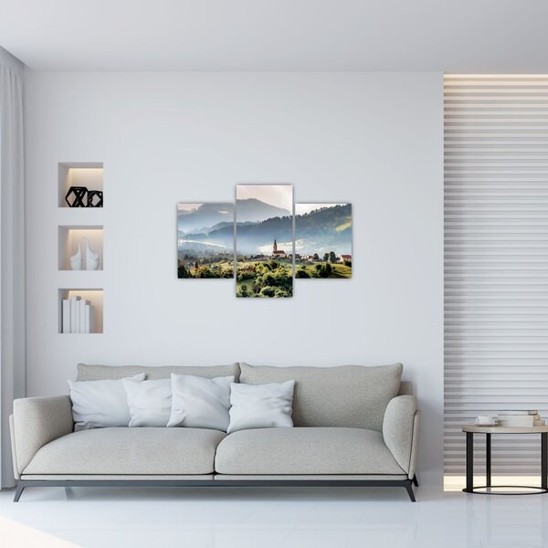 Slika - selo u magli (90x60 cm)