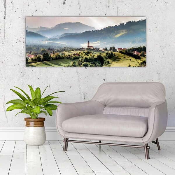 Slika - selo u magli (120x50 cm)