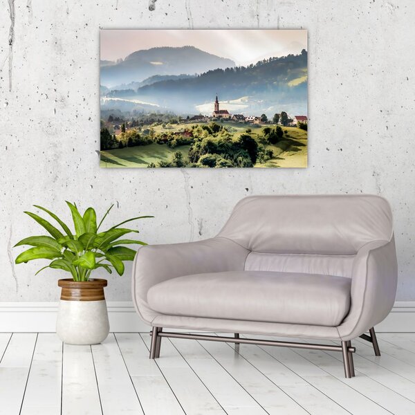 Slika - selo u magli (90x60 cm)