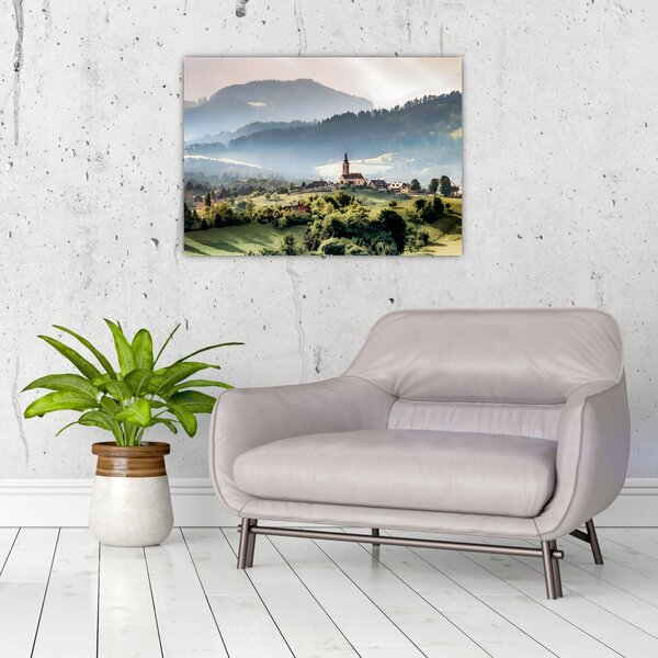 Slika - selo u magli (70x50 cm)