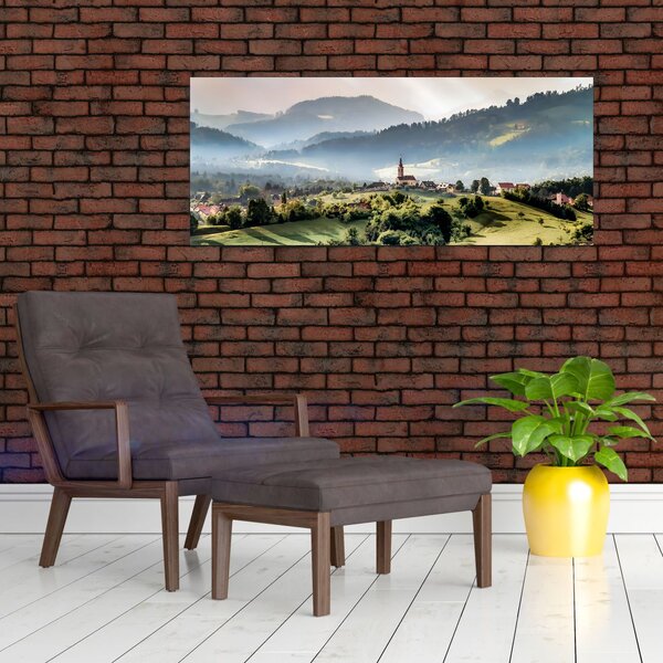 Slika - selo u magli (120x50 cm)