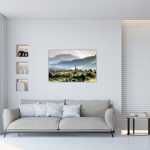 Slika - selo u magli (90x60 cm)