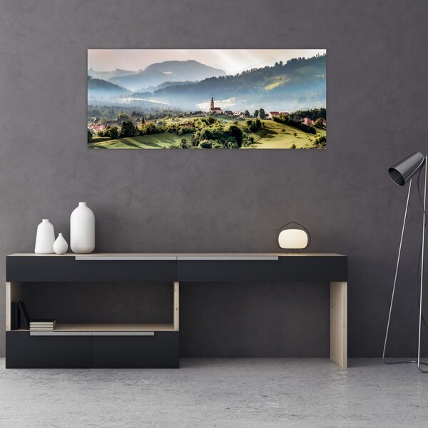 Slika - selo u magli (120x50 cm)