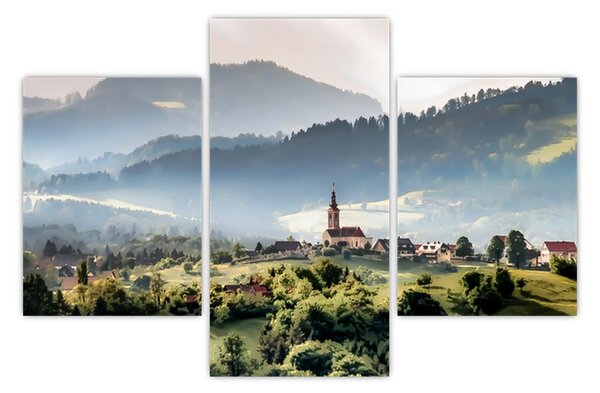 Slika - selo u magli (90x60 cm)