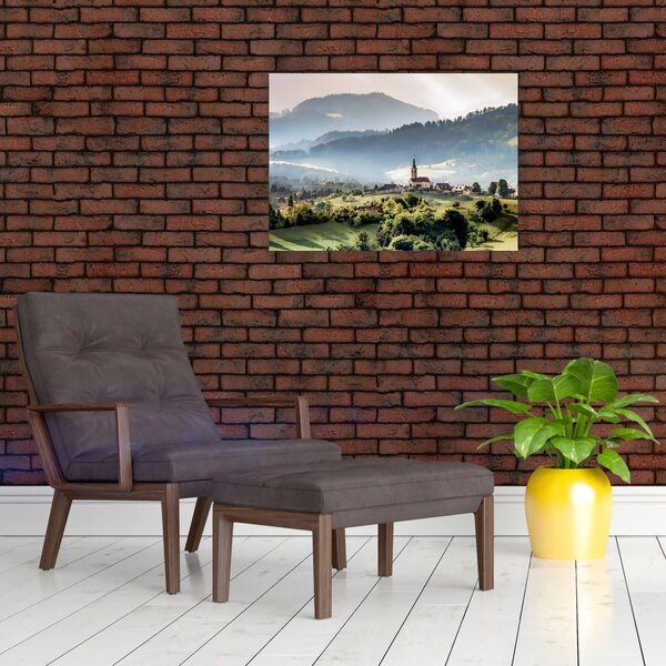 Slika - selo u magli (70x50 cm)