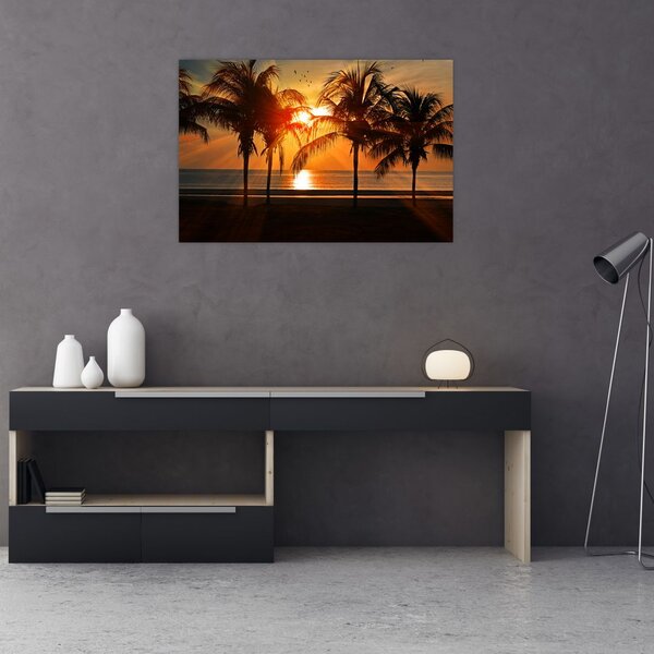 Slika palme pri zalasku sunca (90x60 cm)