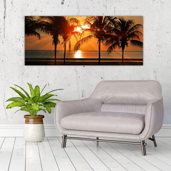 Slika palme pri zalasku sunca (120x50 cm)