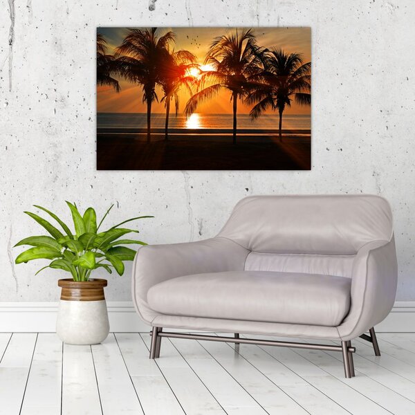 Slika palme pri zalasku sunca (90x60 cm)