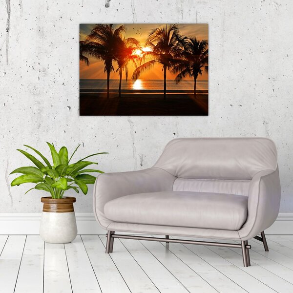 Slika palme pri zalasku sunca (70x50 cm)