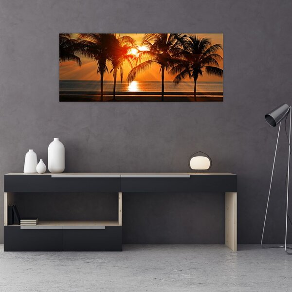 Slika palme pri zalasku sunca (120x50 cm)