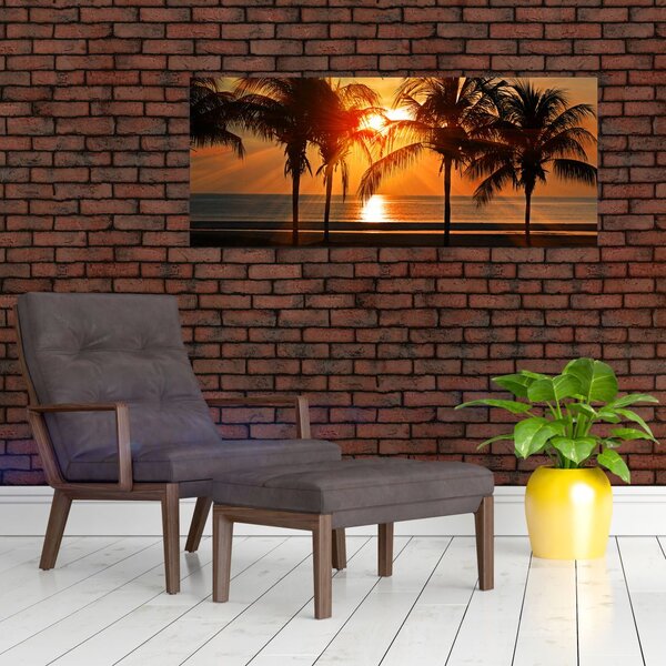 Slika palme pri zalasku sunca (120x50 cm)