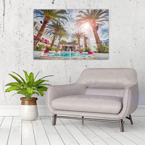Slika - palme s bazenom (90x60 cm)