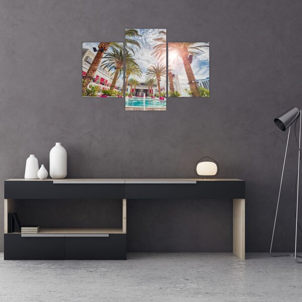 Slika - palme s bazenom (90x60 cm)