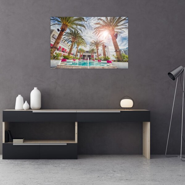 Slika - palme s bazenom (90x60 cm)